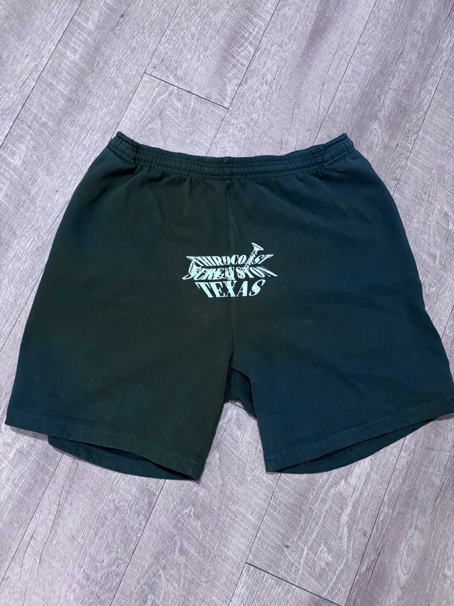 forest green thirdcoast screwston texas sweatshorts